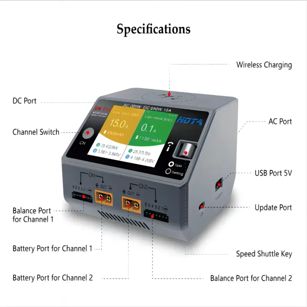 HOTA D6 Pro Çift Kanallı Akıll - Hota D6 Pro Dual Lipo Charger incelemesi ve fiyatı